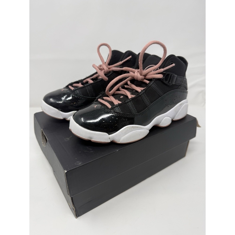 Jordan Air Jordan 6 Rings Lace-Up Mid Top Sneaker Black Pink White 3Y
